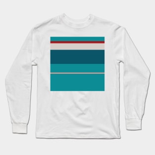 A tremendous consistency of Rouge, Pastel Pink, Silver, Dark Cyan and Philippine Indigo stripes. Long Sleeve T-Shirt